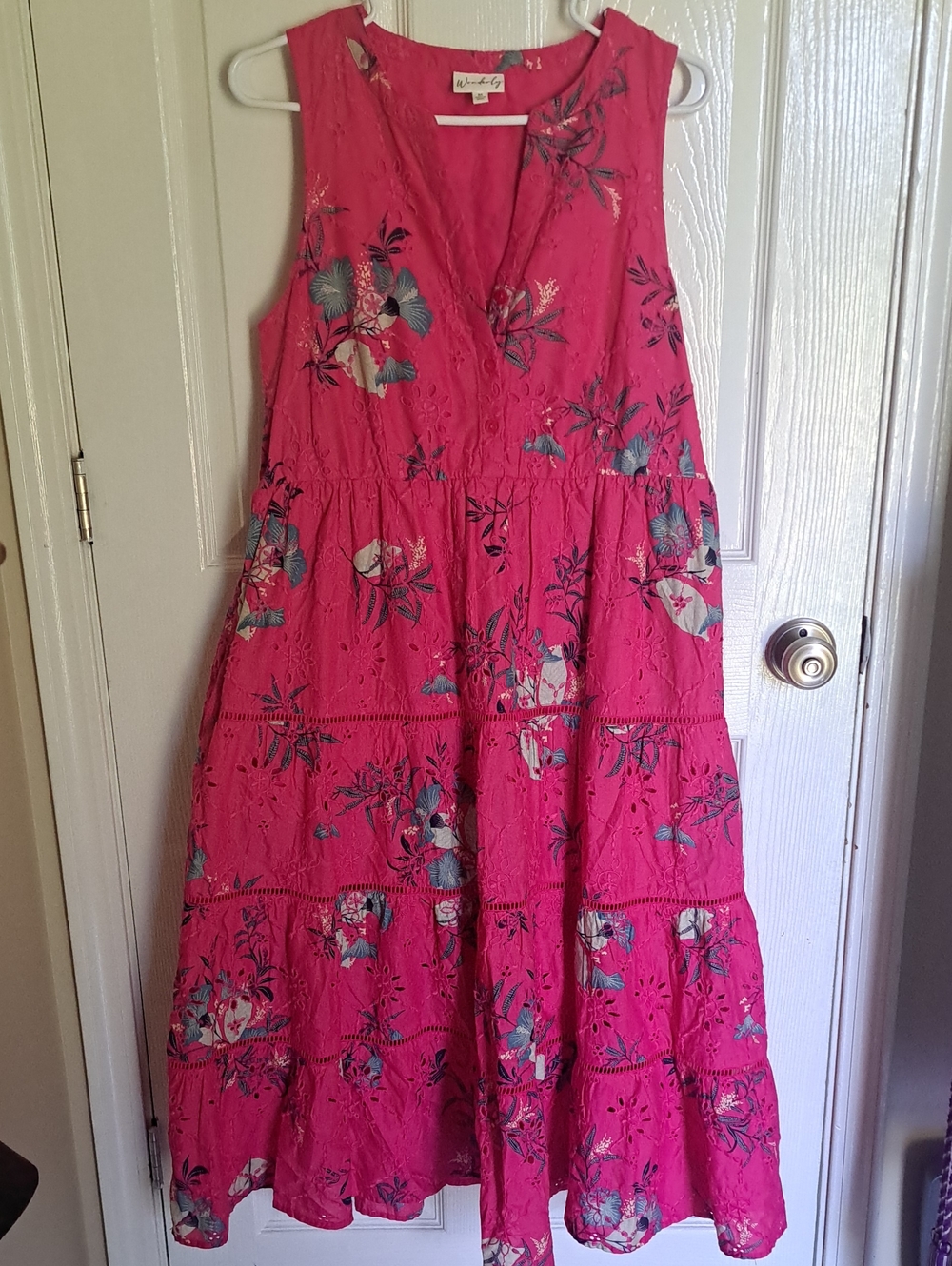 Wonderly Fuchsia Floral Tiered Maxi Dress
